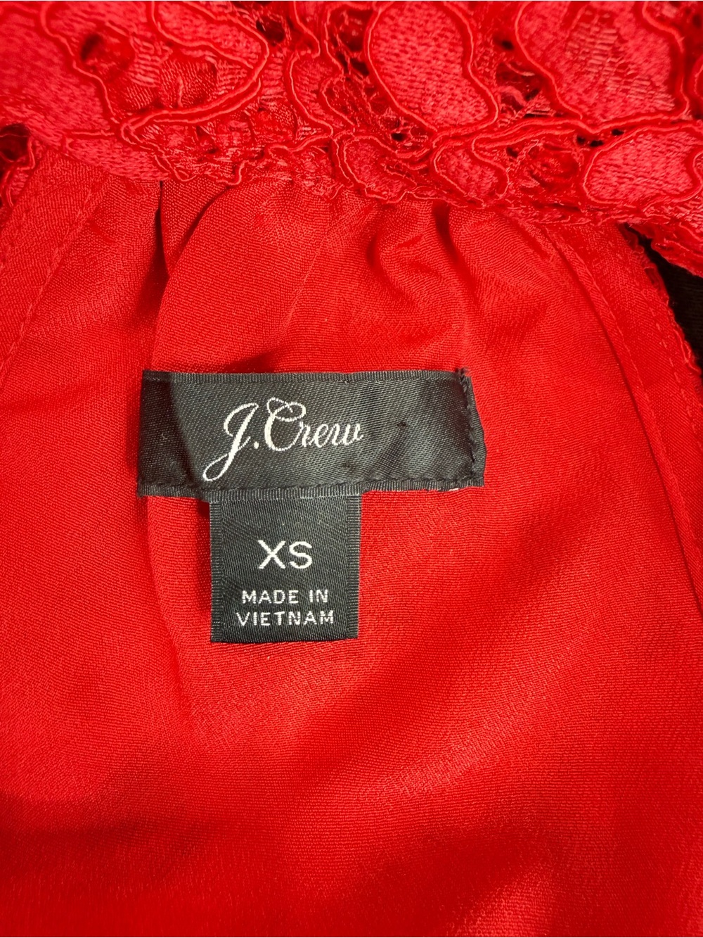 J. Crew Bright Red Lace-Trim Halter Top - Picture 3 of 6